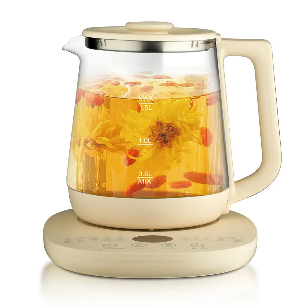 Olla para conservar la salud, hervidor eléctrico de vidrio de 1,5 l, electrodomésticos de cocina, hervidor inteligente, té y café multifuncional automático