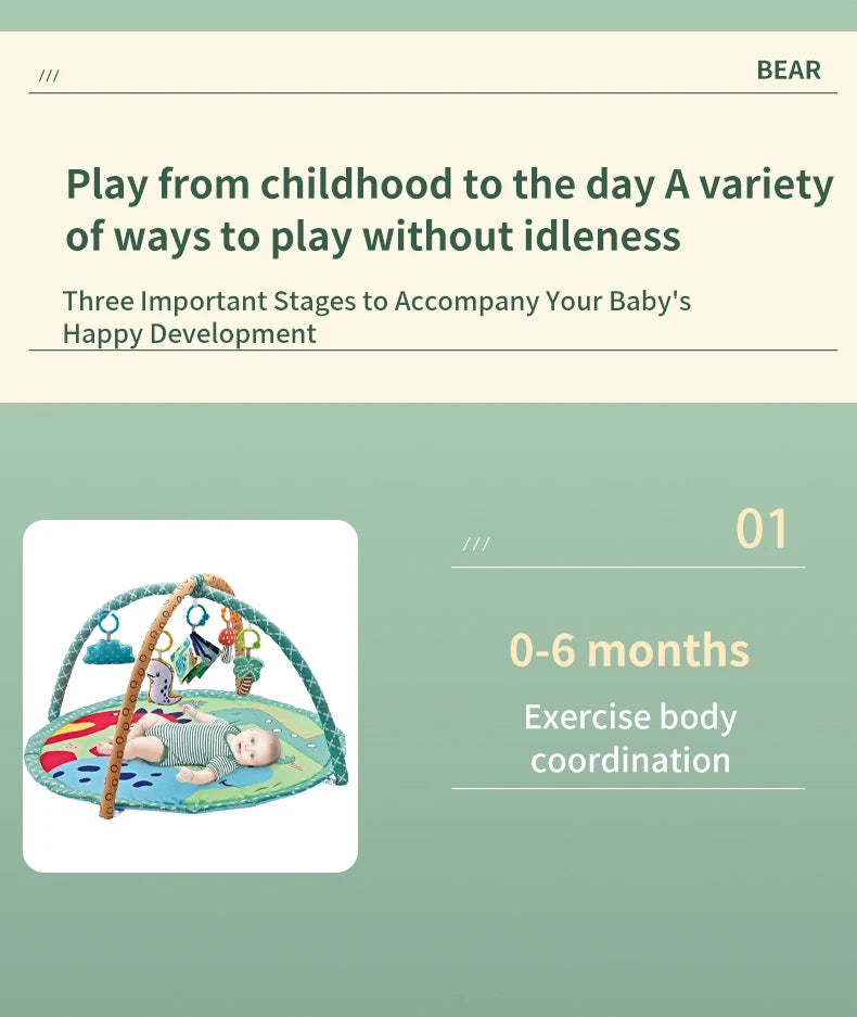 Marco de Fitness educativo para bebé, estera de juego de gimnasio de 0 a 36 meses, manta de juego para gatear, juguetes, estera de juego, estante, manta para gatear