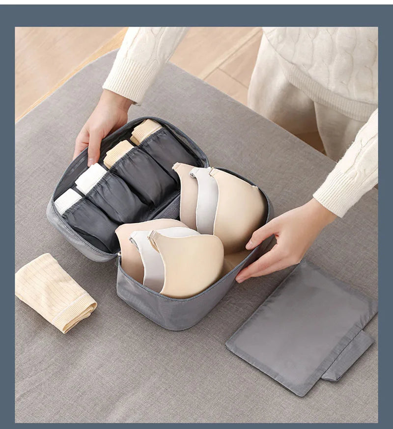 SNUGUG Bolsa de almacenamiento de ropa interior portátil, organizador ligero a prueba de polvo, contenedor de viaje multifuncional, bolsa de almacenamiento de sujetador