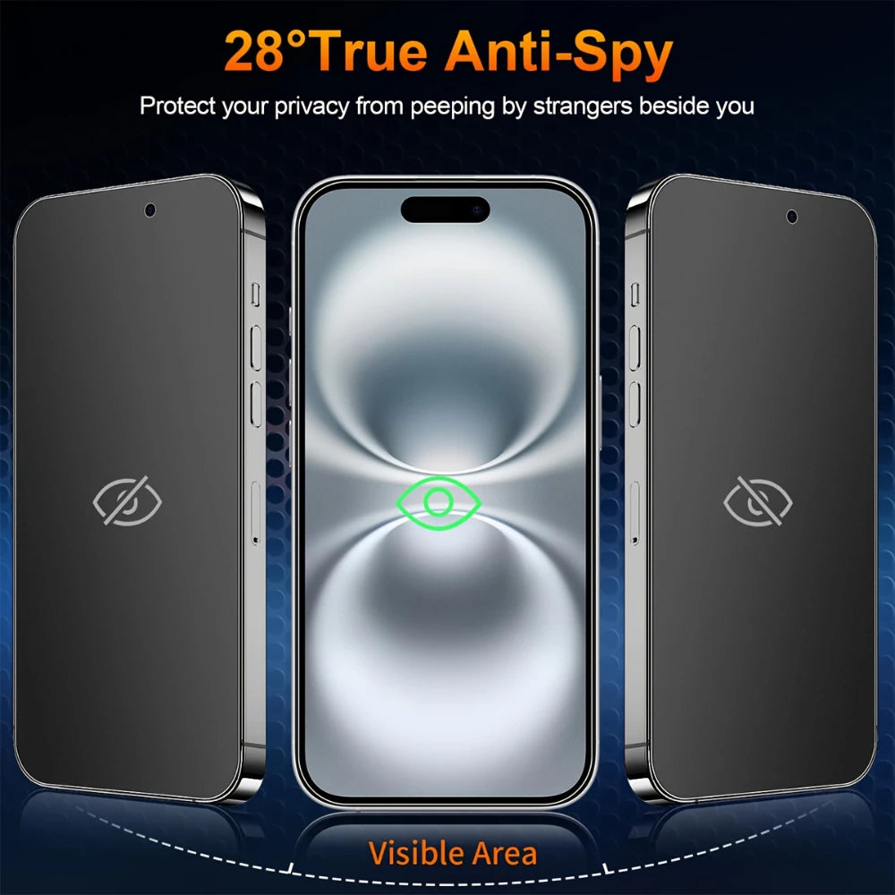 NNBILI 3 protectores de pantalla mate de alta resistencia para iPhone Series, película protectora antiespía de vidrio templado 9H+