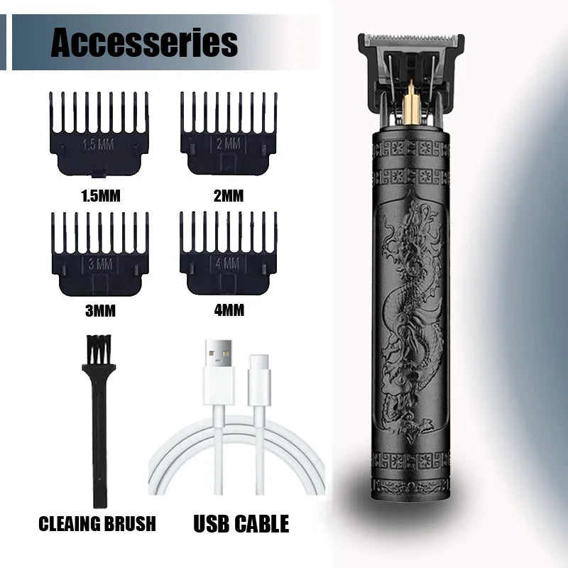 Cortadora de pelo eléctrica LCD, todo en uno, cabezal de luz dorada, cortadora de pelo recargable, cabezal de aceite, maquinilla de afeitar para tallar el cabello