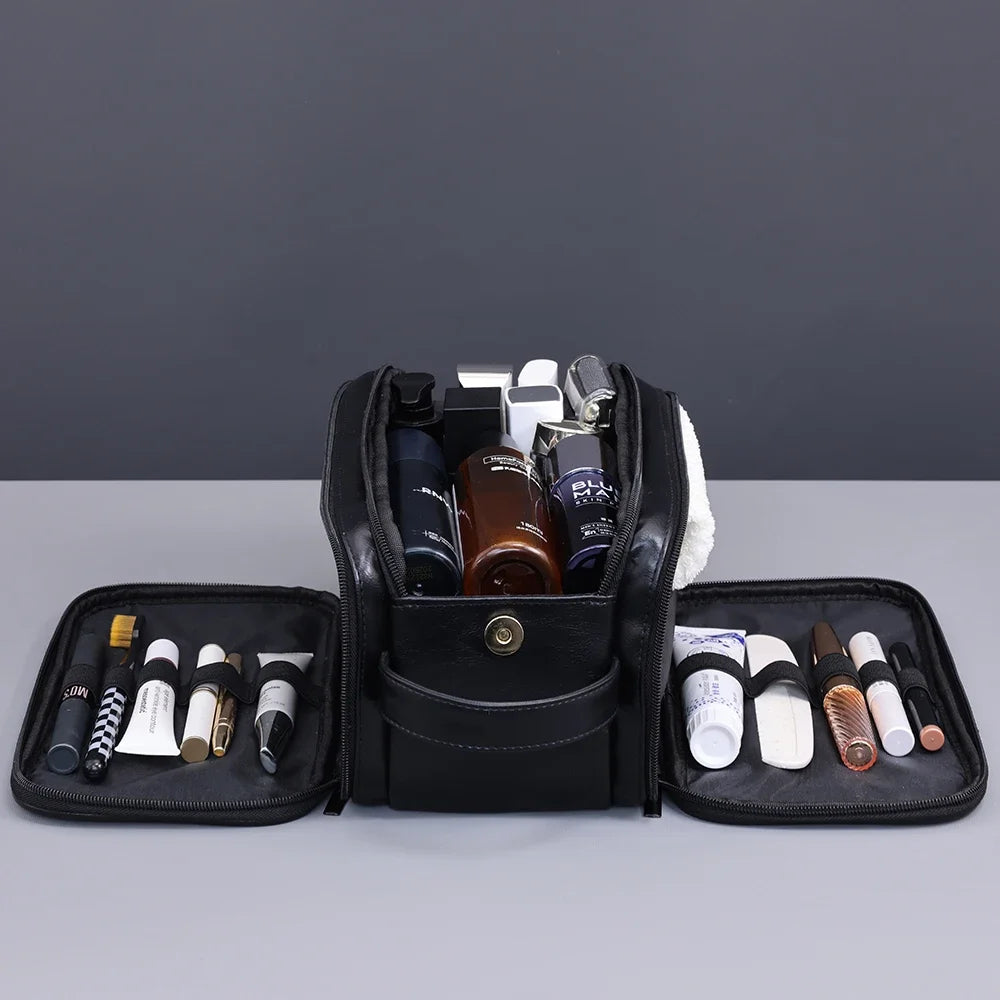 Neceser de PU con múltiples bolsillos para mujer y hombre, bolsas de maquillaje esenciales de viaje, bolsa colgante impermeable, bolsa organizadora de lavado de cosméticos