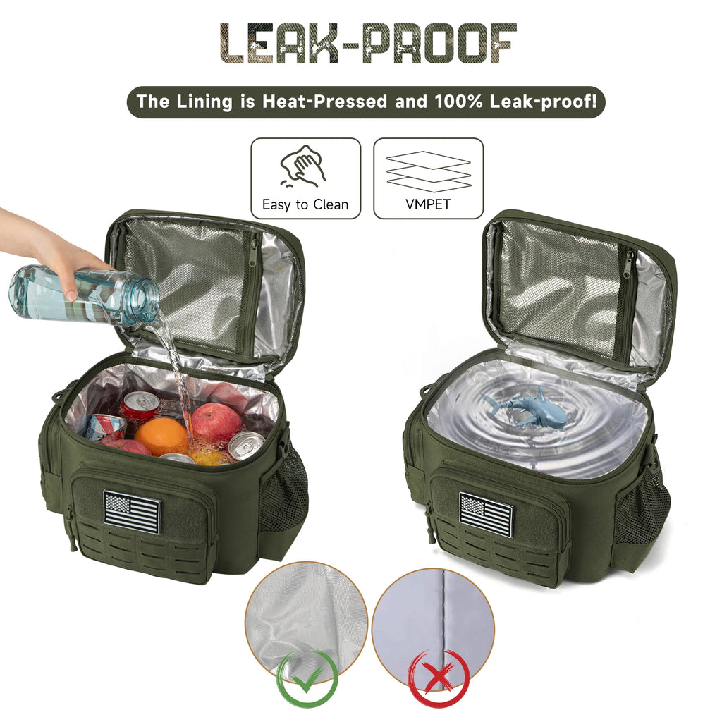 Fiambrera táctica para hombres, bolsa de almuerzo resistente al aire libre, bolsa térmica duradera con aislamiento a prueba de fugas para trabajo, comida, Camping, Picnic