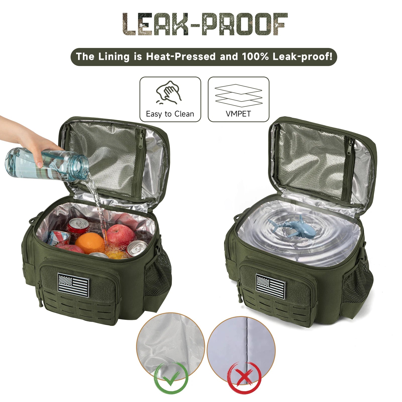Fiambrera táctica para hombres, bolsa de almuerzo resistente al aire libre, bolsa térmica duradera con aislamiento a prueba de fugas para trabajo, comida, Camping, Picnic