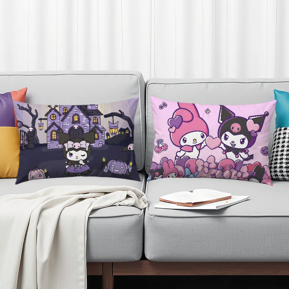 Funda de cojín My m-Melody dibujos animados rectángulo divertido lindo SRO funda de almohada hogar sofá sala de estar cafetería k-kuromi funda de almohada