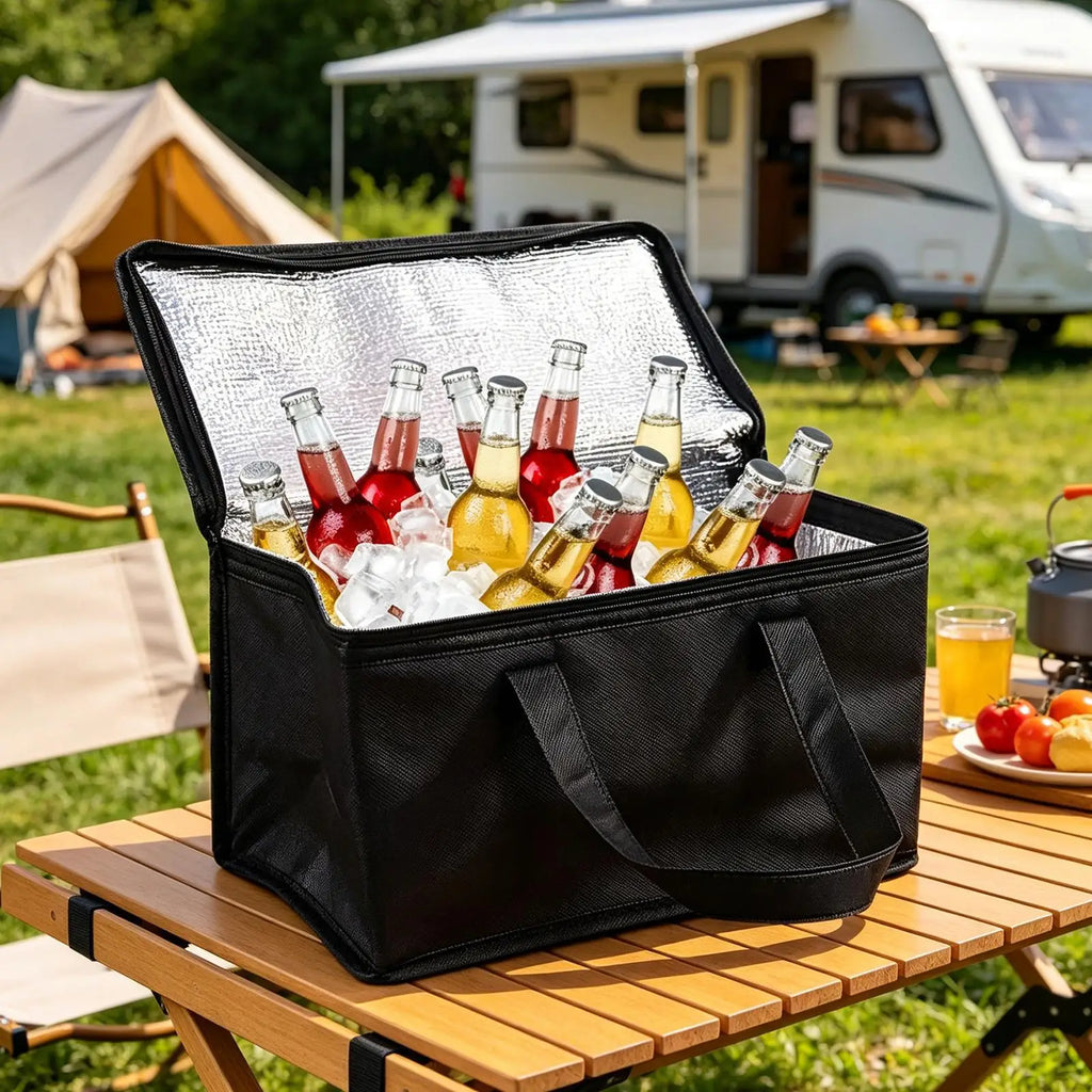 Bolsa Térmica Portátil Aislada de Aluminio Plegable para Mantener Alimentos y Bebidas Fríos para Camping, Picnic, Playa, Viajes y Actividades al Aire Libre