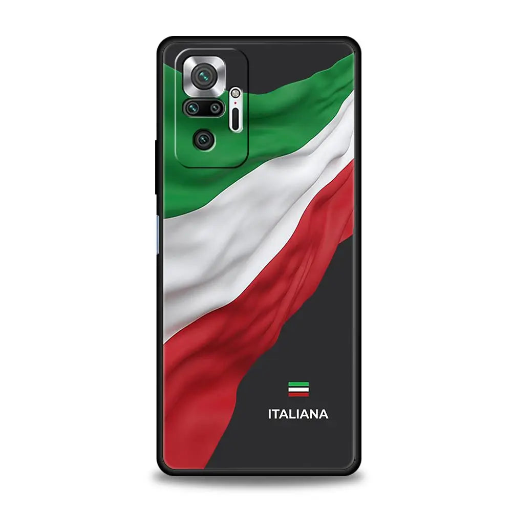 Funda de teléfono con bandera de Italia para Xiaomi Redmi Note 13, 12, 5G, 11, 10 Pro Plus, 4G, 9S, 8, 7, 9T, 13C, 12C, 10C, 9C, 9A, funda de silicona suave