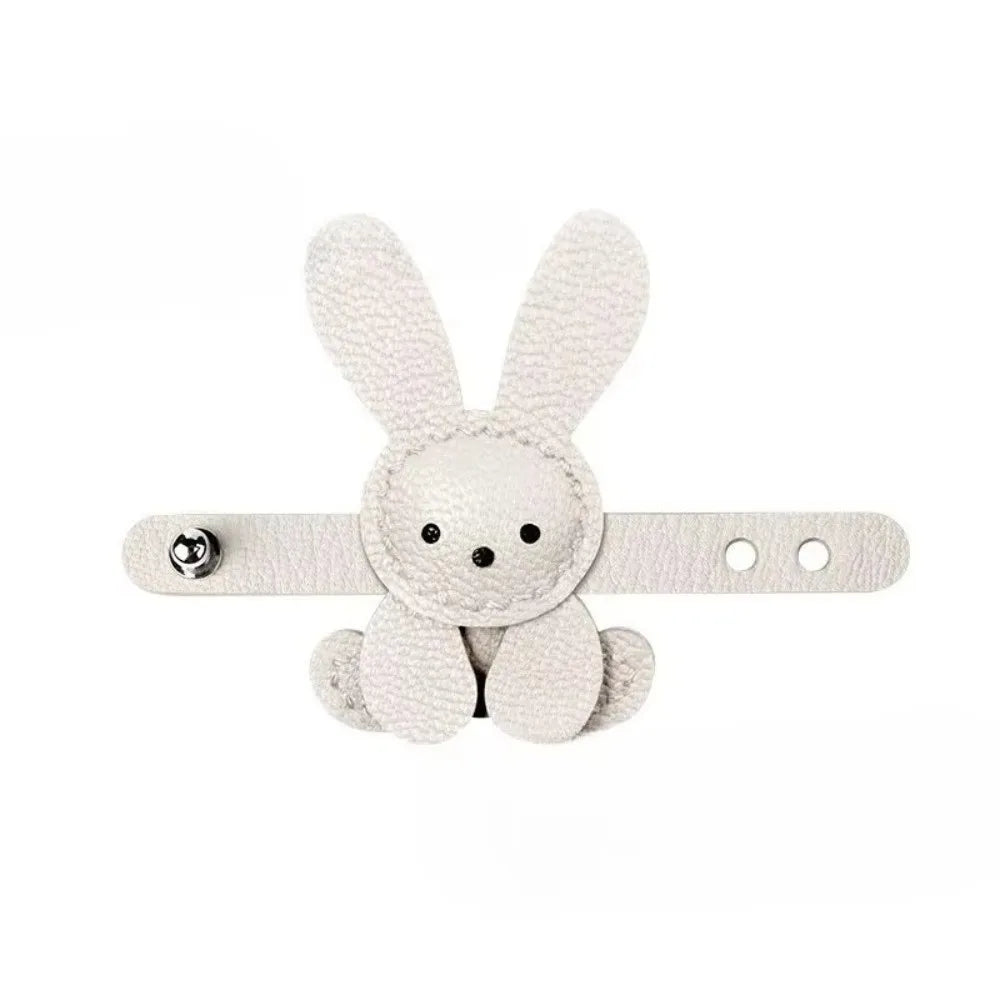 Lindo bolso de conejito de dibujos animados, colgante ajustable para bolso DIY, decoración de bolso de Color sólido de cuero PU
