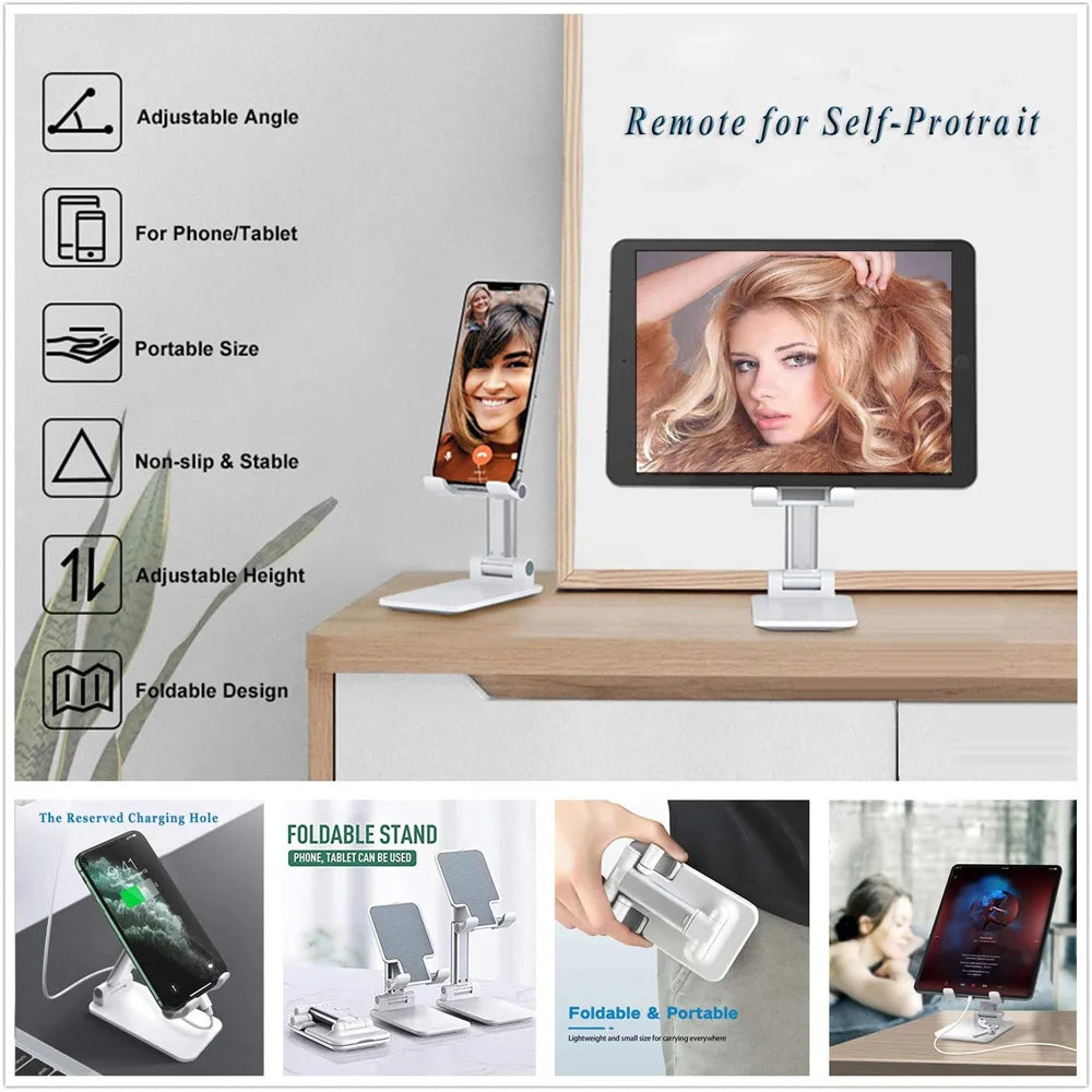 Soporte de escritorio para teléfono inteligente, soporte plegable para tableta, iPhone, iPad, Samsung, Huawei y Xiaomi