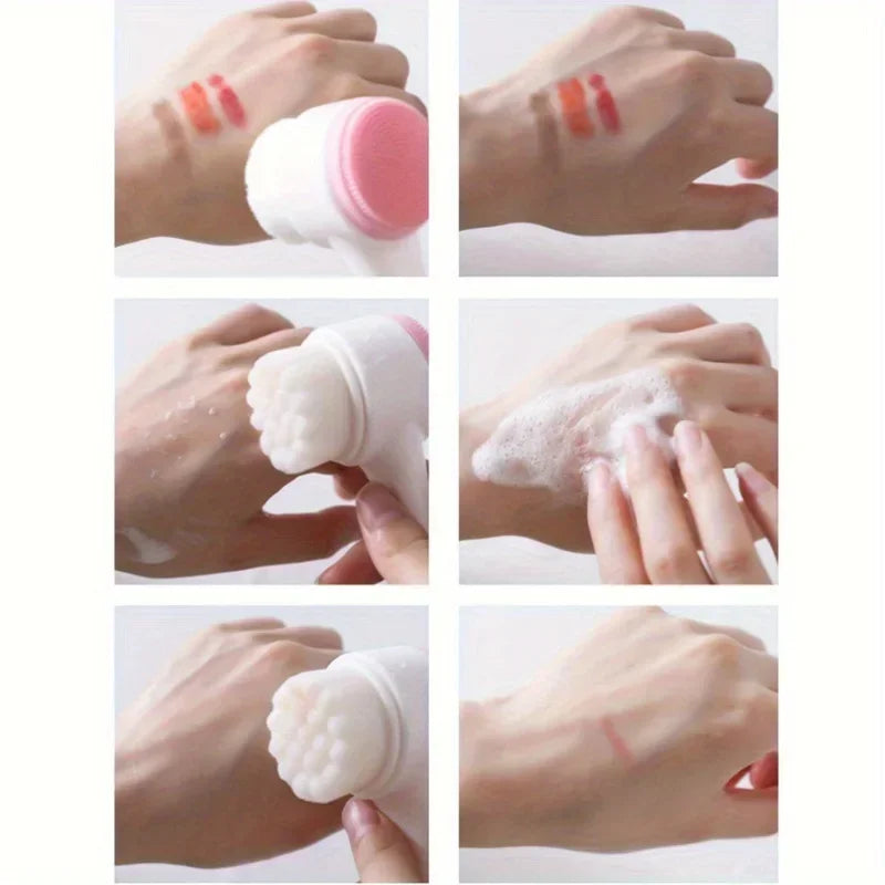 1 cepillo de lavado de cara de silicona de doble cara y cerdas suaves, exfoliación facial, cepillo de limpieza profunda de poros