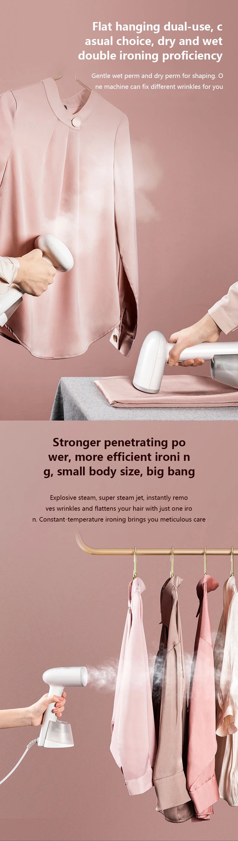 Haier-vaporizador de ropa portátil, limpiador de vapor eléctrico para el hogar, eliminación de ácaros colgantes, vaporizador de mano para ropa