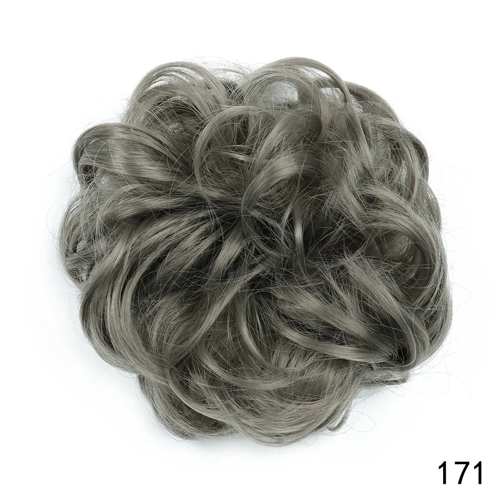 AZQUEEN moño de pelo sintético moño Natural gris desordenado banda para el cabello rizado elástico Scrunchy piezas de cabello falso para mujeres horquillas