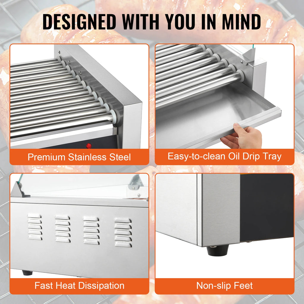 SucceBuy 5/7/11 rodillo comercial para perritos calientes máquina eléctrica para hacer salchichas barbacoa parrilla para Camping fiesta electrodoméstico 110V