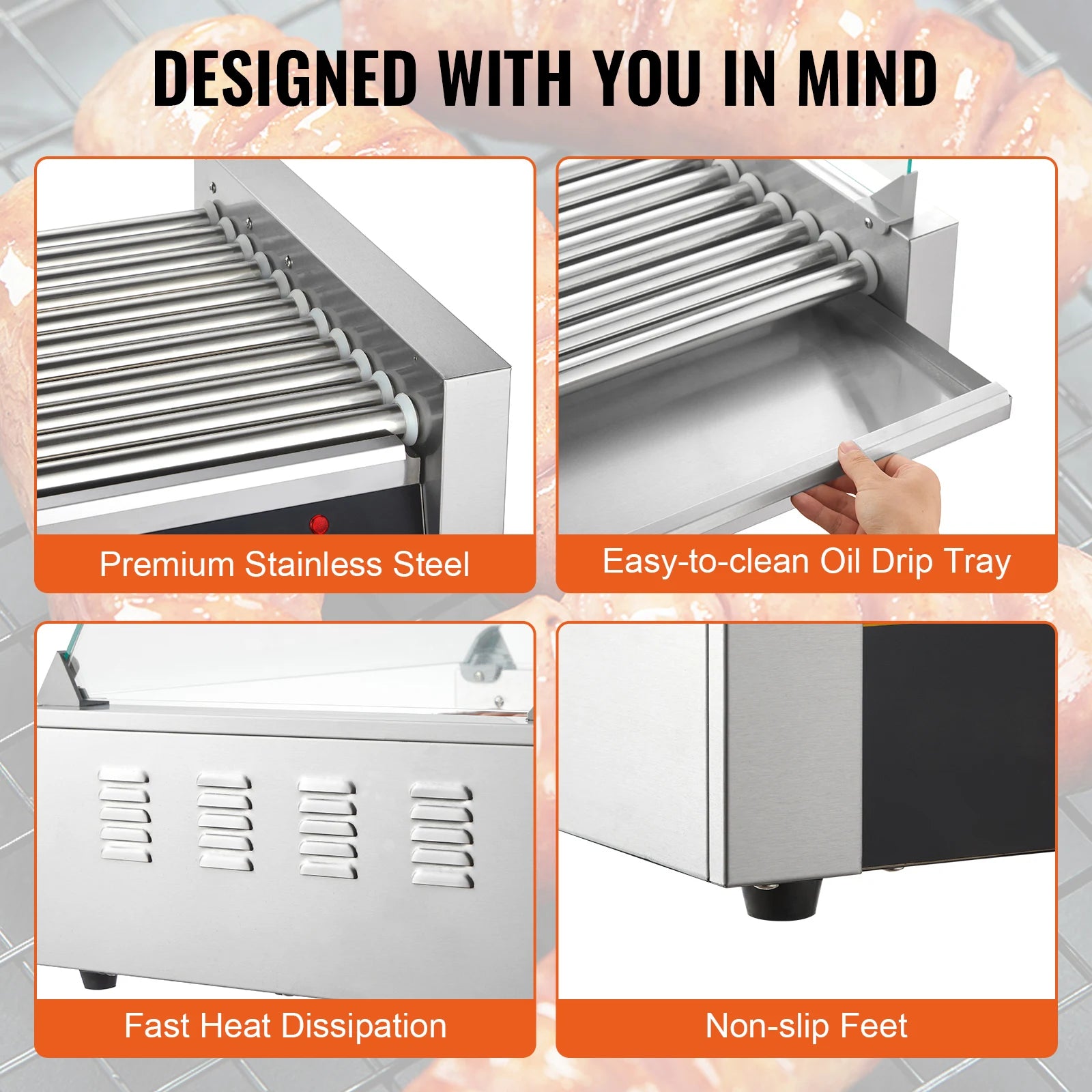 SucceBuy 5/7/11 rodillo comercial para perritos calientes máquina eléctrica para hacer salchichas barbacoa parrilla para Camping fiesta electrodoméstico 110V