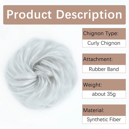 AZQUEEN-extensión de cabello de moño desordenado, banda elástica sintética, moño ondulado rizado, Scrunchies Donut Updo, postizo para mujer