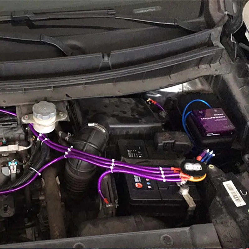 Kit de cables de conexión a tierra Cables de tierra de coche universales de 5 puntos Alto rendimiento Mejora la potencia JDM Racing Azul Púrpura Rojo
