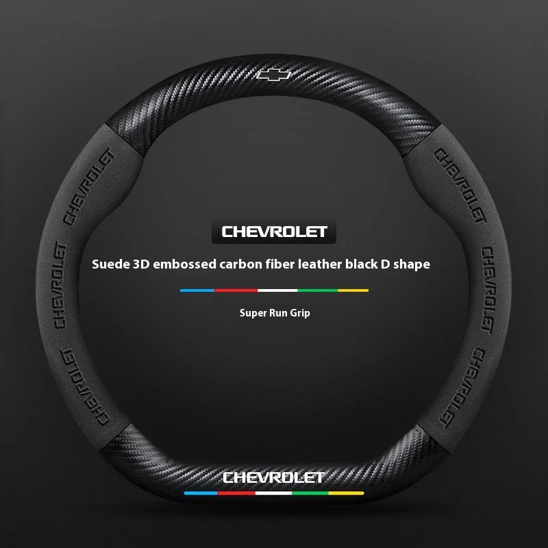 Protector para volante de coche, gamuza auténtica de fibra de carbono para Chevrolet Cruze SparkLacetti EQUINOX Onix Tracker Trailblazer Suburban