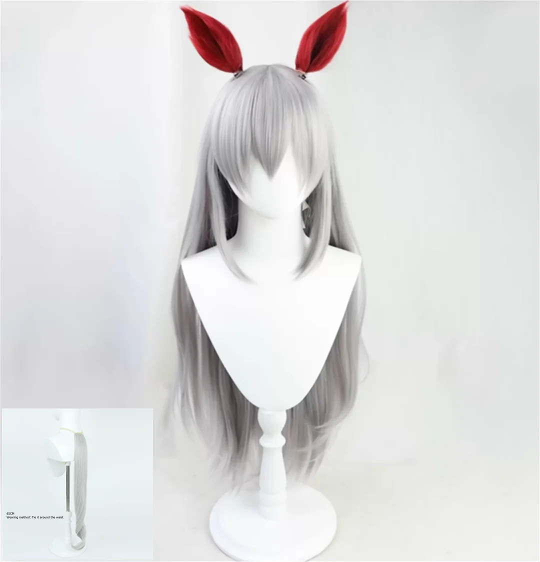 Cosplay Uma Musume Pretty Derby Tamamo Cross peluca Anime juego fiesta peluca gris plata peluca larga y recta ﻿