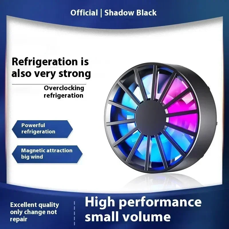 Enfriador de Teléfono Portátil Magnético, Ventilador Ligero de Bajo Ruido con Luz RGB, Enfriamiento Rápido para Teléfono, Tableta, Juegos PUGB
