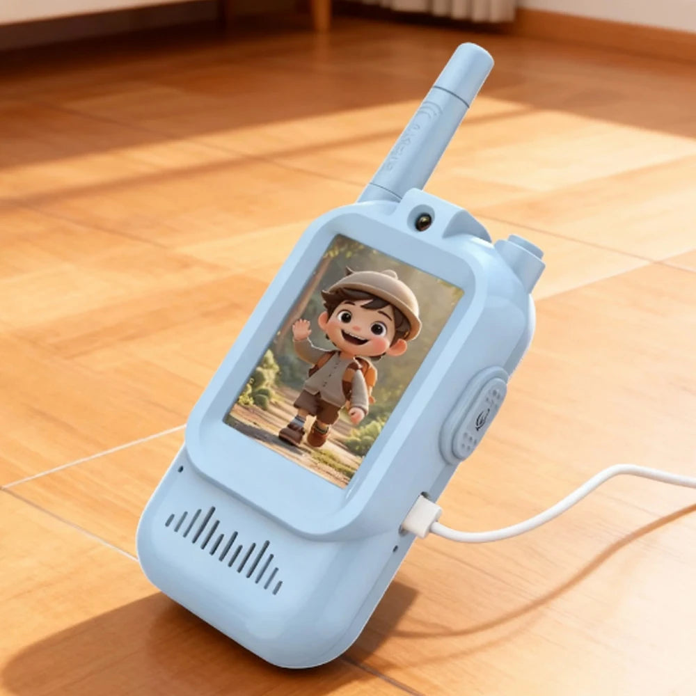 Video Walkie Talkie para niños, paquete de 2 juguetes recargables para interiores y exteriores, para acampar, viajar, regalos de cumpleaños