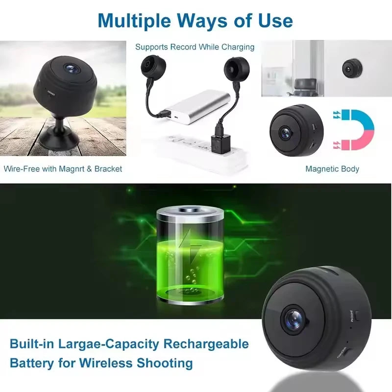Mini cámara WiFi HD de 1080P, Monitor de bebé, vigilancia de seguridad interior, videocámara de visión nocturna, cámara IP, grabadora de Audio y vídeo