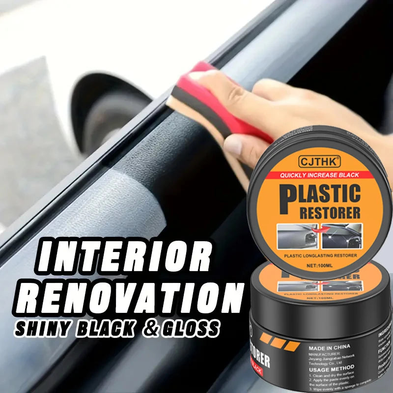 Restaurador de Plástico para Autos, Brillo Negro Intenso, Cera Renovadora para Interiores de Cuero y Paneles, Agente de Recubrimiento, Pulimento y Reparación Automotriz