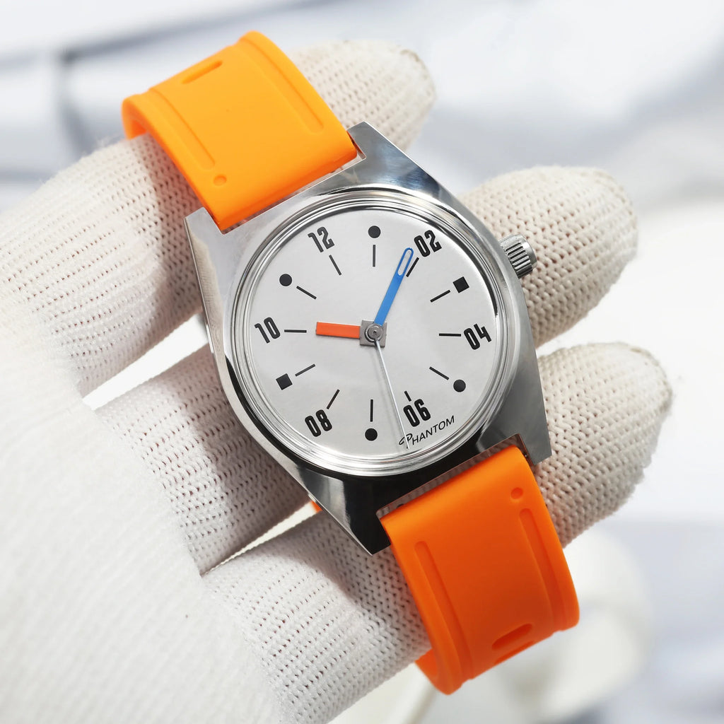 Un regalo pensado. Movimiento de cuerda manual de 36 mm. Reloj mecánico favorito de los hombres jóvenes con un diseño Bauhaus moderno.