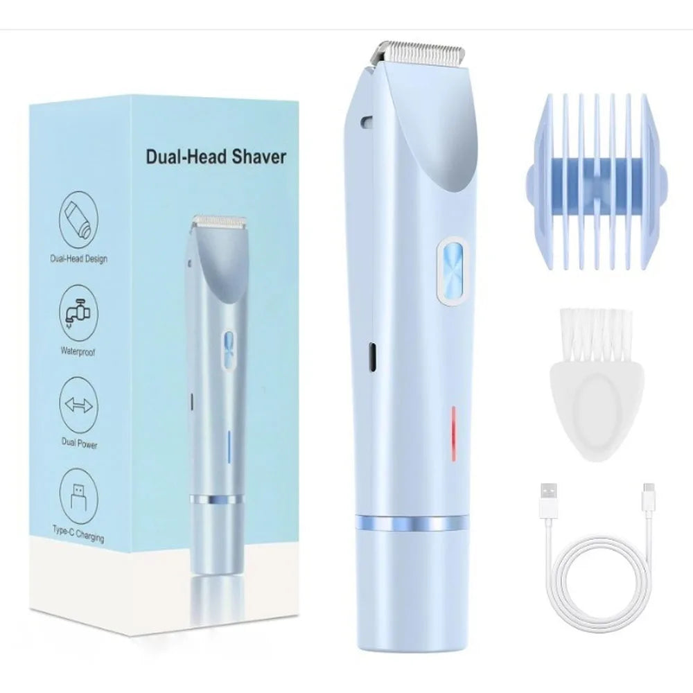 Afeitadora eléctrica para mujer, maquinilla de afeitar eléctrica 2 en 1 para mujer, piernas, axilas, cara, pelos pubianos, maquinilla de afeitar recargable, recortadora de pelo corporal