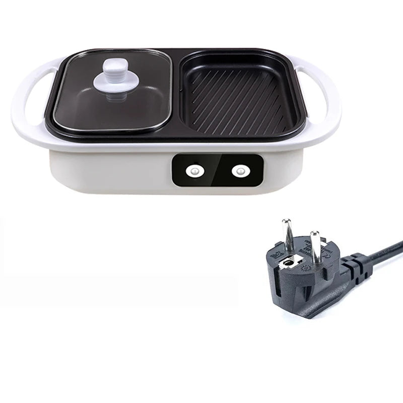 Olla y plancha Shabu antiadherente 2 en 1, ollas múltiples para barbacoa, olla Shabu Shabu con parrilla, filetes, Ramen y fideos, olla de Cocina eléctrica