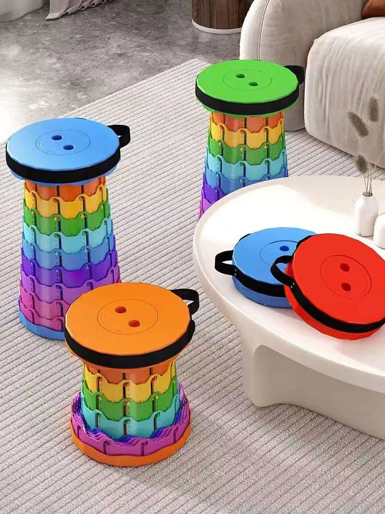 Taburete plegable retráctil de arcoíris para viajes al aire libre engrosado, taburete retráctil portátil de tren y riel de alta velocidad, silla para exteriores