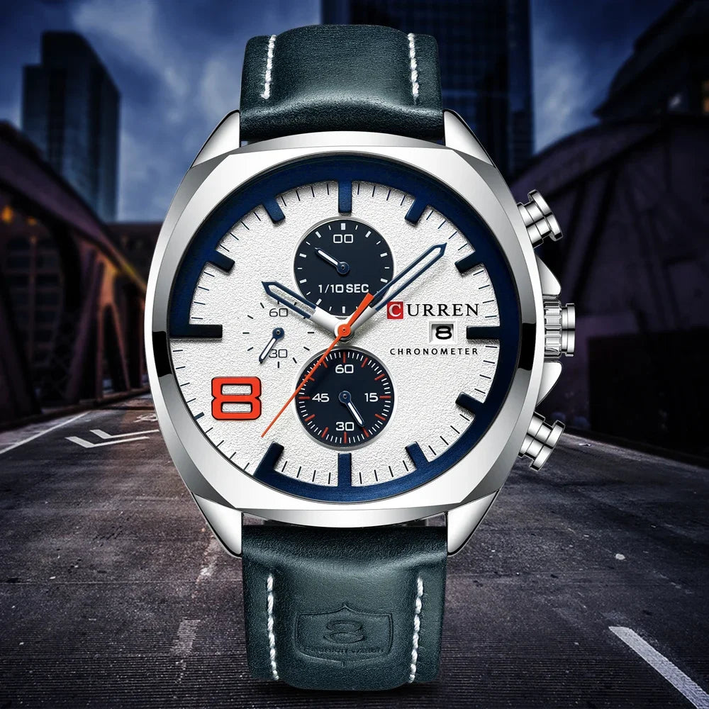 Reloj CURREN para hombre, reloj de pulsera de lujo, relojes de pulsera de cuarzo, relojes de cuero de moda estilo Punk para hombre, reloj Masculino