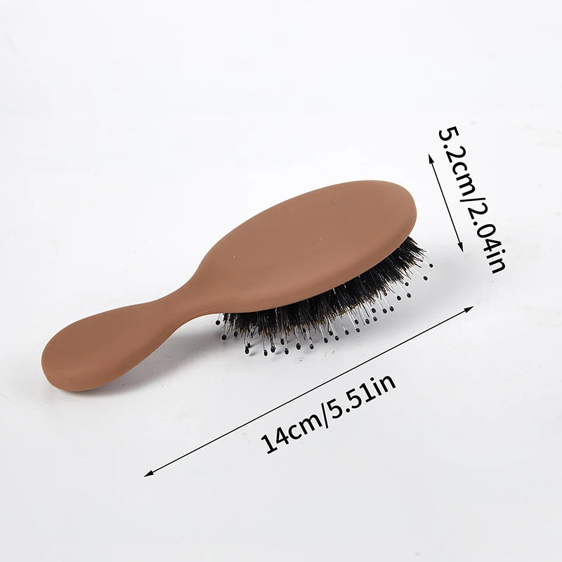 Mini cepillo ovalado portátil de cerdas de jabalí, peine de masaje para el cuero cabelludo, herramienta de peinado para el cuidado del cabello, 1 piezas