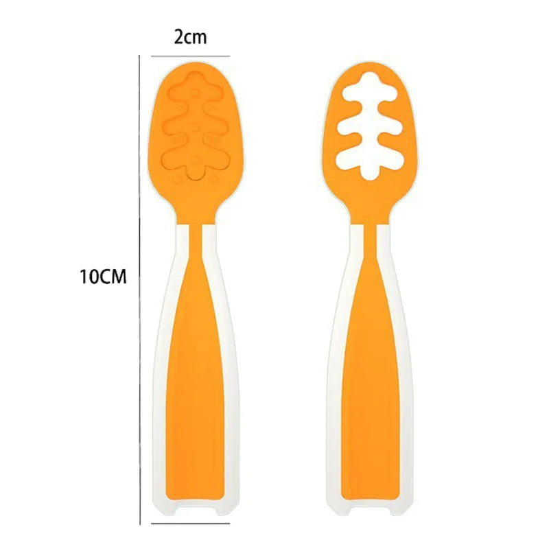 Cuchara de alimentación de bebé, cuchara de pasta de arroz, comida y entrenamiento perfectos para bebés, silicona de calidad alimentaria, cuchara de silicona sin BPA, 2 uds.