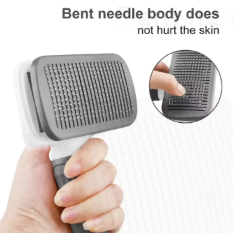 Nuevo peine de masaje para mascotas, cepillo para peinar el pelo, eliminación fácil con un clic del pelo inferior de gatos y perros para el aseo.