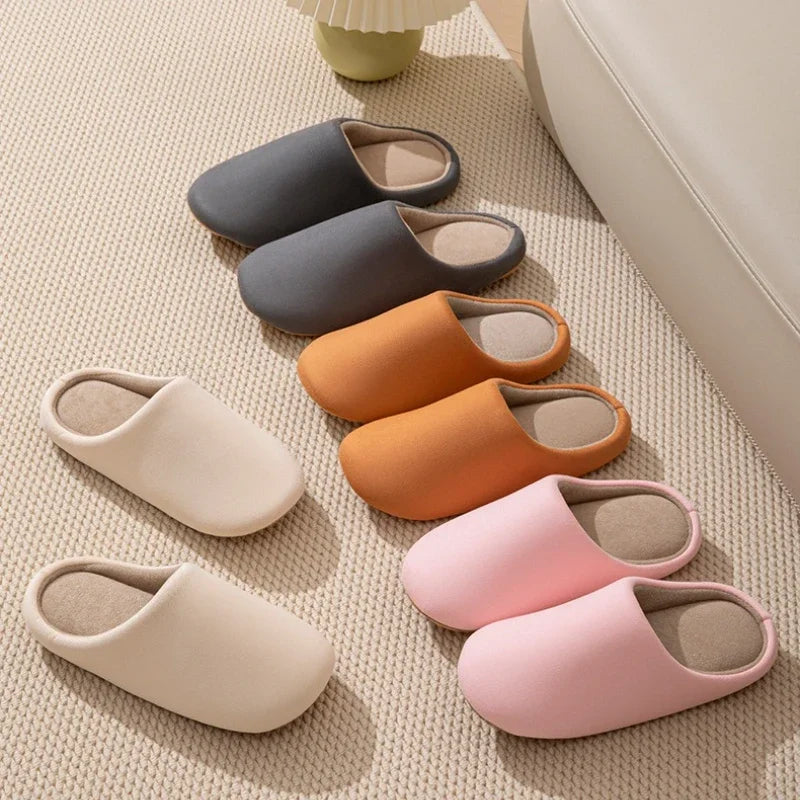 Zapatillas de algodón insonorizadas neutrales, suelas blandas de estilo japonés, zapatillas de invierno antideslizantes para parejas, zapatos para el hogar para suelo interior