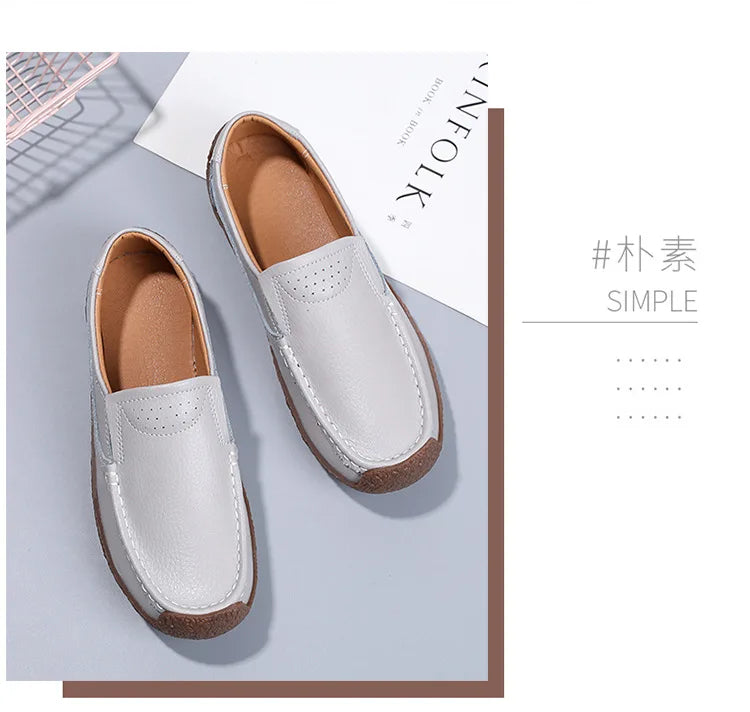 Zapatos informales De cuero genuino para Mujer, zapatillas De ocio, mocasines sin cordones De marca De lujo para Mujer, mocasines suaves para Mujer, Zapatos De Mujer
