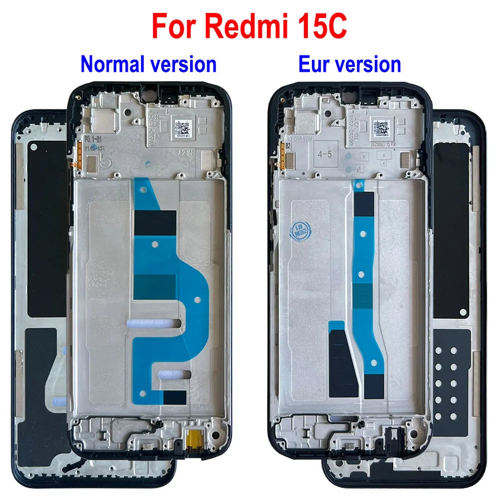 Para Xiaomi Redmi 15 15C marco LCD marco medio bisel carcasa versión Eur piezas de repuesto para Redmi A5 4G marco frontal