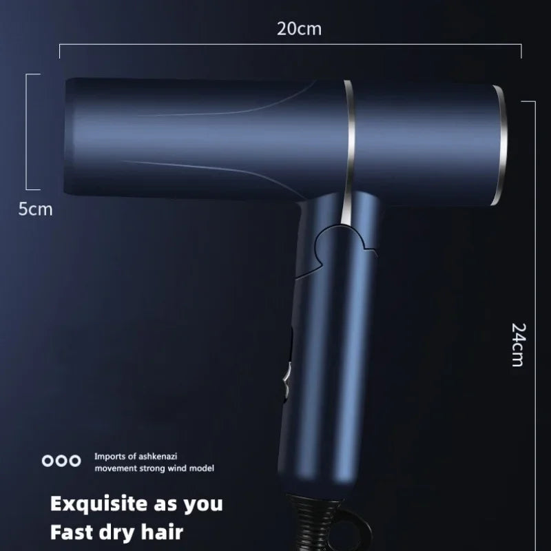 Nuevo Secador de Pelo Plegable con Luz Azul, Iones Negativos, Cuidado del Cabello, 1200W de Alta Potencia, Secado Rápido, para Hogar, Dormitorio Estudiantil y Viajes