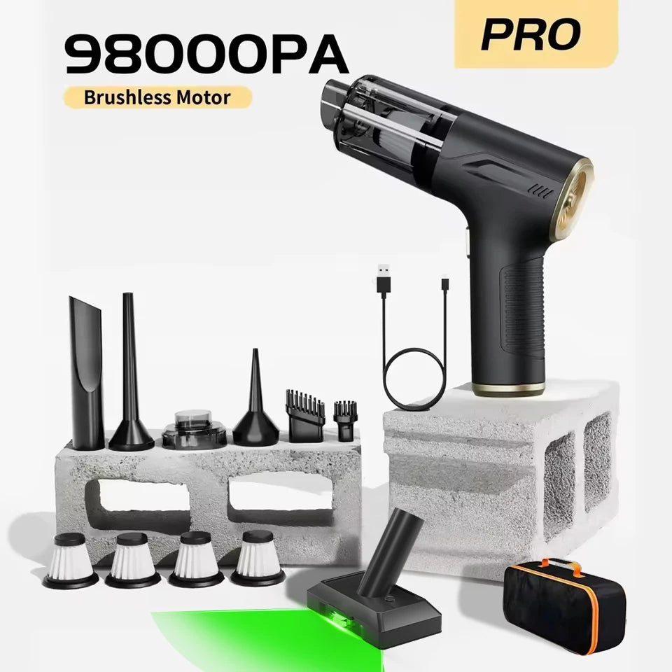 CENRR 98000PA Mini aspiradora de coche inalámbrico potente limpiador de coche inalámbrico aspiradora portátil de mano pistola de aire