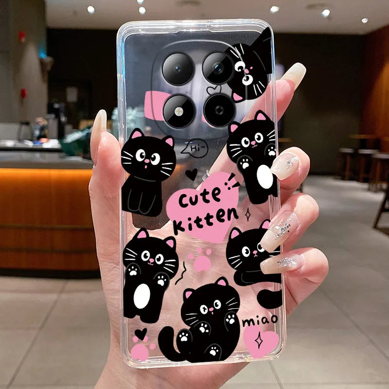 Funda para Teléfono Xiaomi Redmi Note 15 Pro 4G, Carcasa Protectora con Diseño de Lazo de Mariposa, Transparente, de Silicona TPU Suave