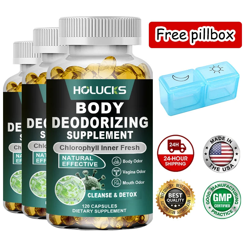 Cápsulas de Clorofila Natural, Suplemento para Desintoxicación Interna, Desodorante Corporal, Promueve el Bienestar Digestivo y de la Piel