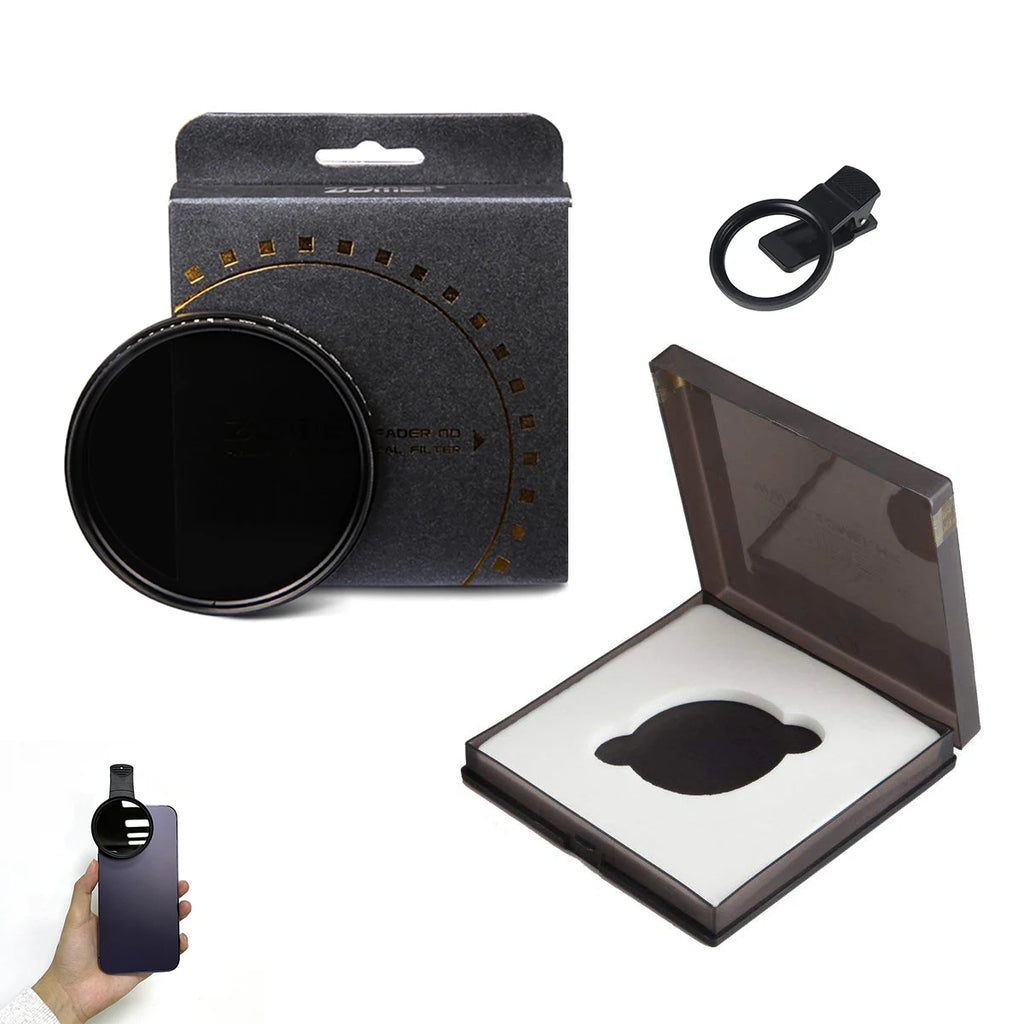 ZOMEI 52mm ND2-ND400 lente de cámara de teléfono ultrafina filtro polarizador Circular profesional de 52mm para teléfono móvil inteligente con Clip