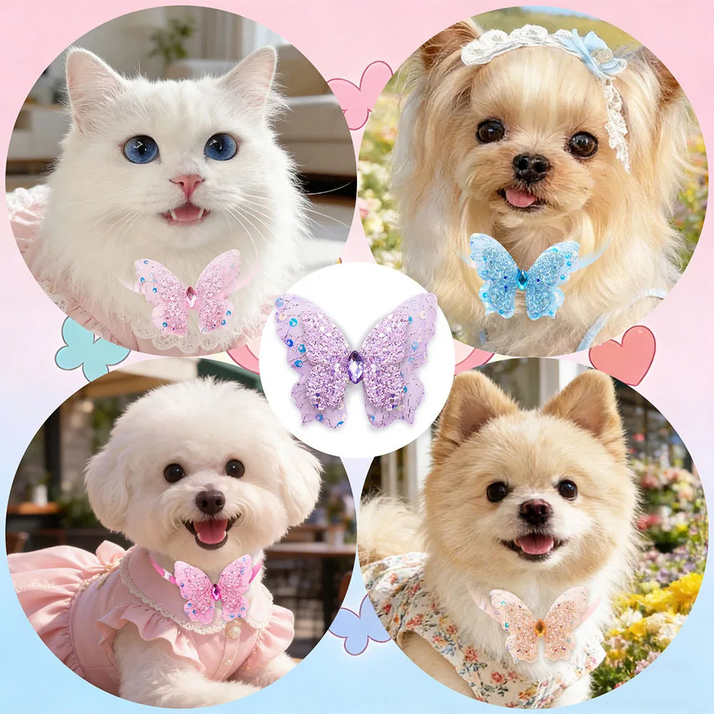 50 Lazos para Perros, Ajustables, para Primavera/Verano, Collares para Perros, Lazos de Mariposa, Lazos Pequeños para Cachorros, Accesorios de Moda para Mascotas
