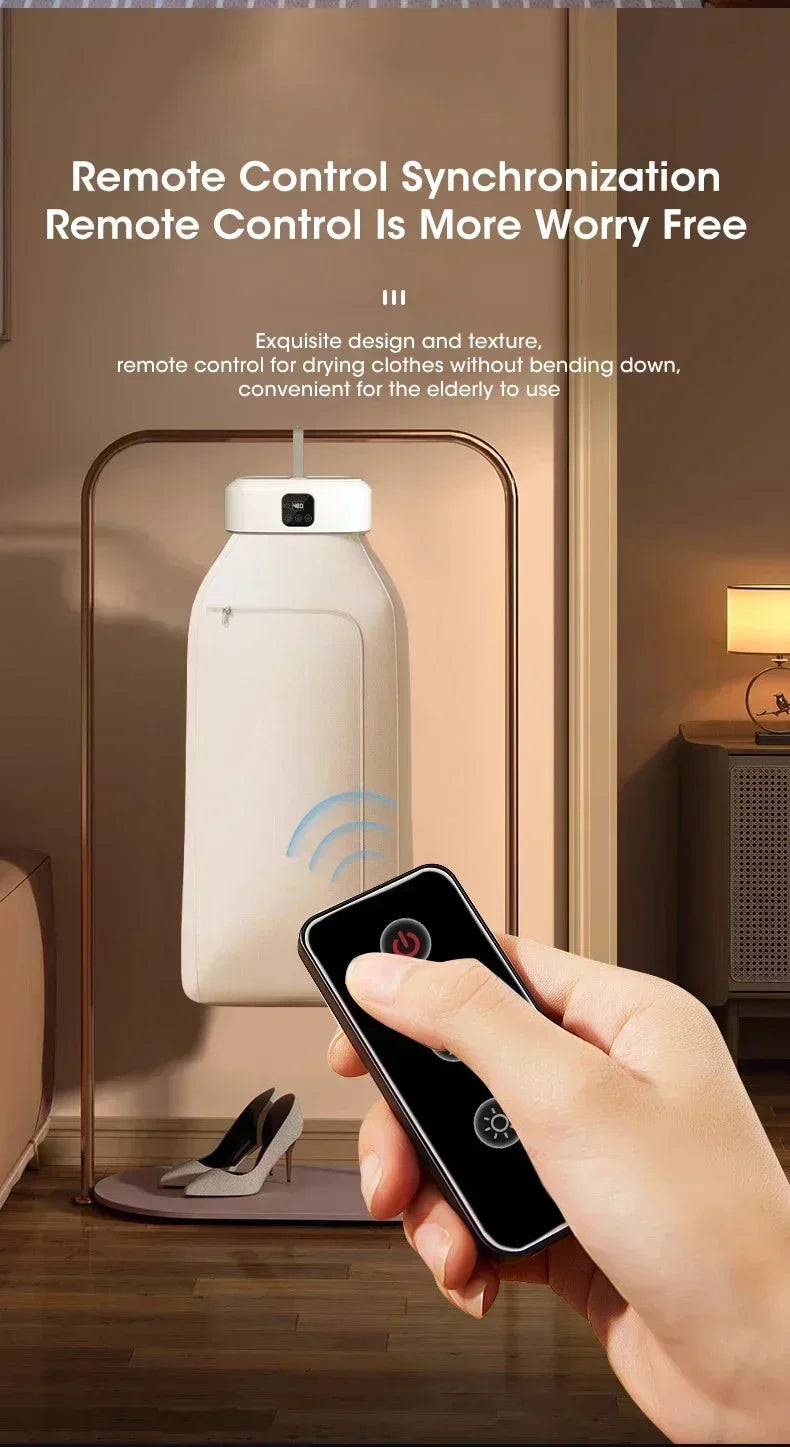 Mini Secadora Portátil Plegable, Secadora Eléctrica Inteligente con Temporizador, Secado Rápido, Armario Doméstico con Bolsa de Secado, Estilo Compacto para Viajes