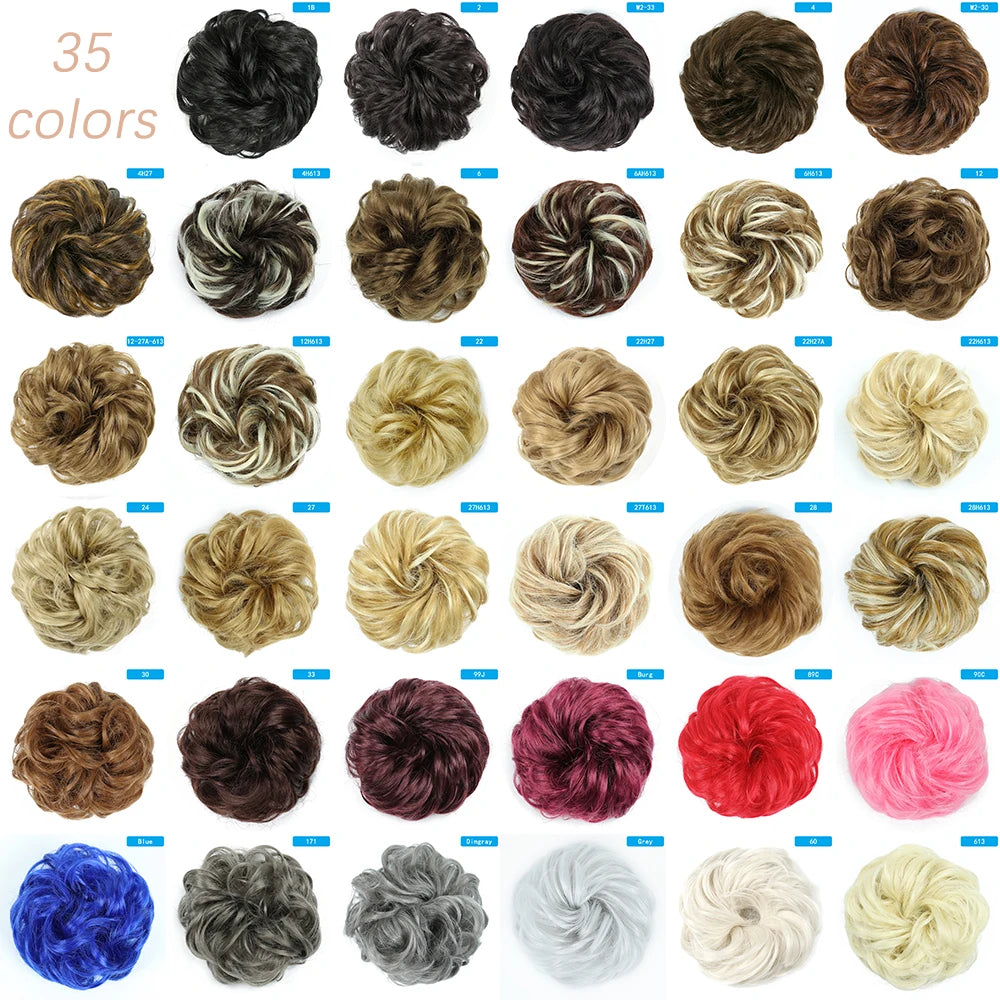 AZQUEEN-extensión de cabello de moño desordenado, banda elástica sintética, moño ondulado rizado, Scrunchies Donut Updo, postizo para mujer
