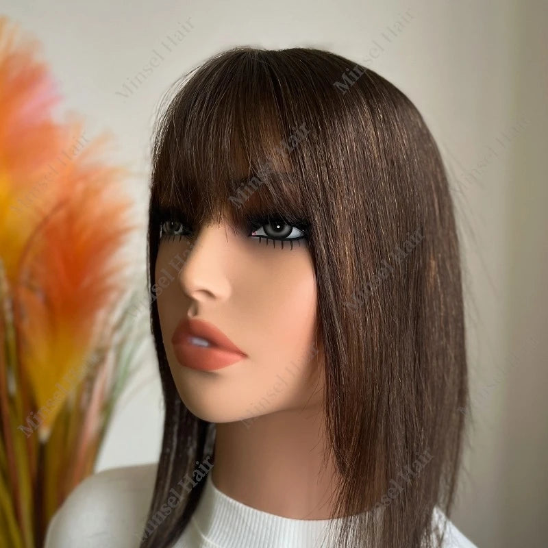 Extensiones de Cabello Humano Negro Jet con Base de PU Inyectado Tipo Piel de 7x11cm, Extensiones con Clip de Cabello Real, Se Pueden Calentar # 1 # 2 # 2C 14 pulgadas 35 cm