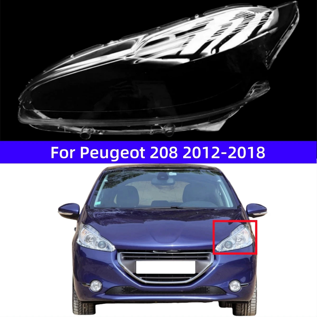 Cristal de faro delantero de coche, pantalla de lámpara Original, accesorio para Peugeot 208, 2012, 2013, 2014, 2015, 2016, 2017, 2018