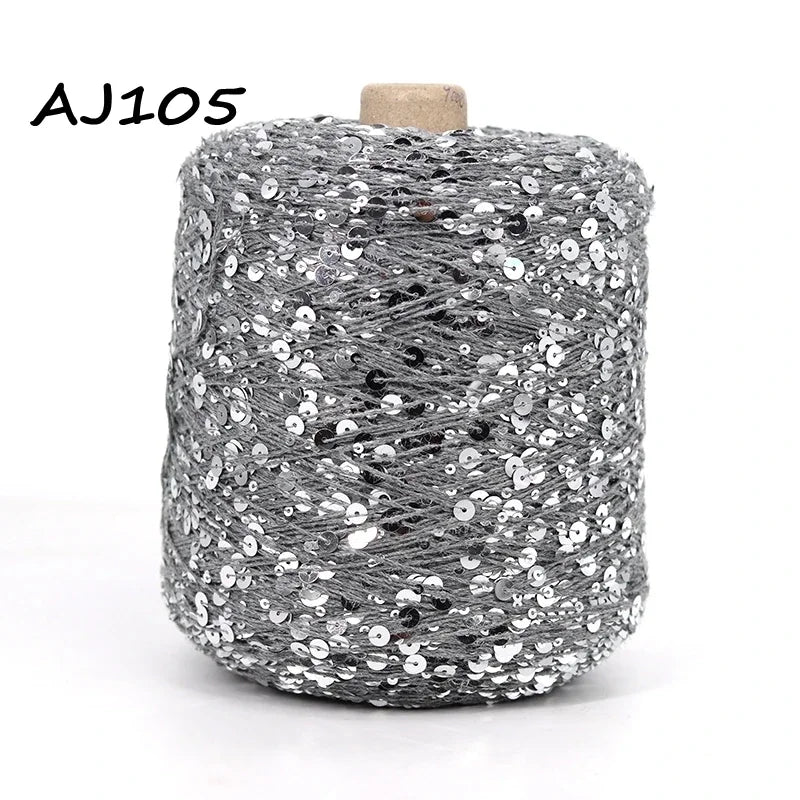 Cooamuu-Hilo de lentejuelas de algodón de lujo, hilo para tejer a mano, 500G/bobina, 3MM + 6MM, accesorios de lentejuelas