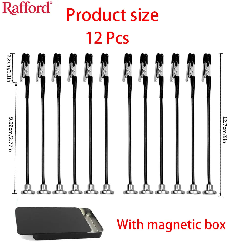 Rafford 12 piezas de palos de clip de cocodrilo de pintura de modelo flexible puntas de goma + base magnética de metal - para aerógrafo, piezas de modelo de hobby