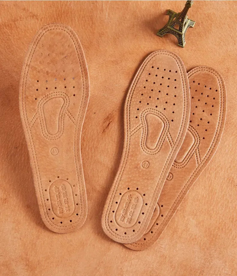 1 par de plantillas de piel de vaca para zapatos de hombre, desodorante cómodo, plantilla de cuero informal, pies, suela de zapato plana de cuero genuino de calidad